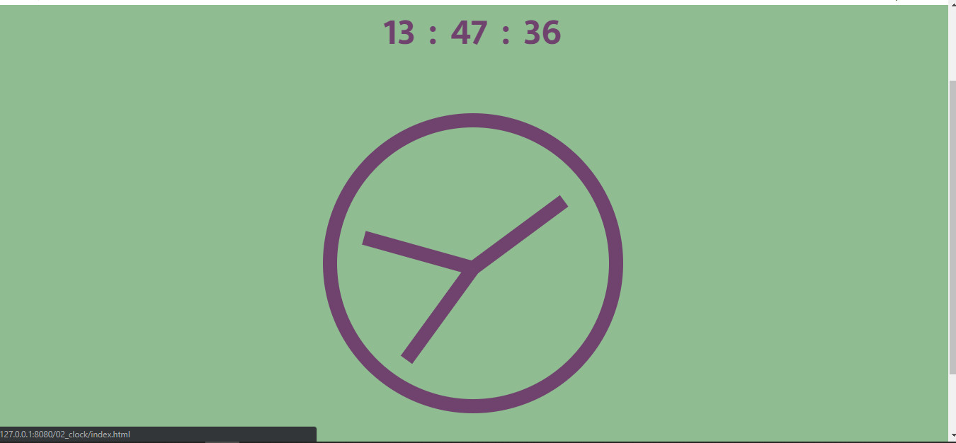 Screenshot of the clock project