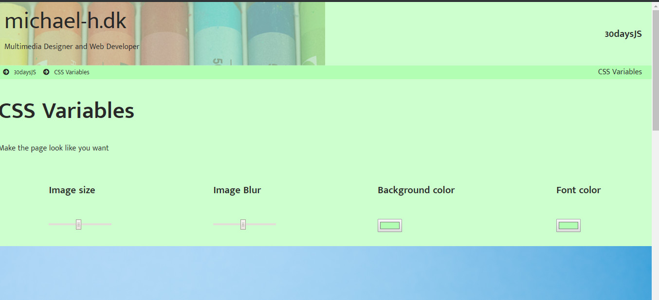 Screenshot of the Css Variables project