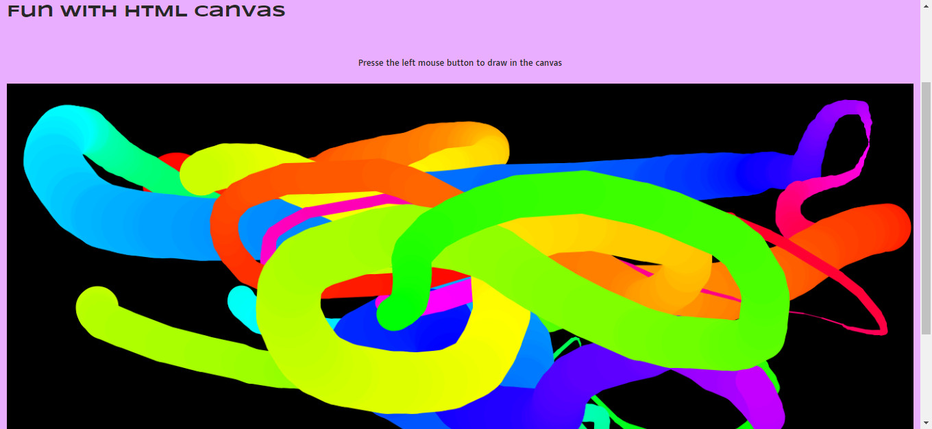 Screenshot of the Fun with canvas project